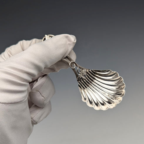 1855年 英国アンティーク 純銀製 葡萄装飾 ティーキャディースプーン George Unite